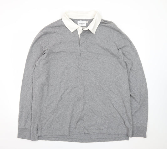 Goodfellow & Co Men's Grey Long Sleeve Polo Shirt XXL