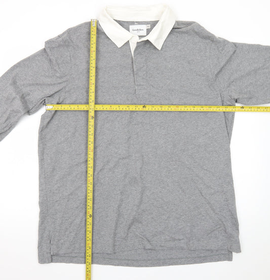 Goodfellow & Co Men's Grey Long Sleeve Polo Shirt XXL