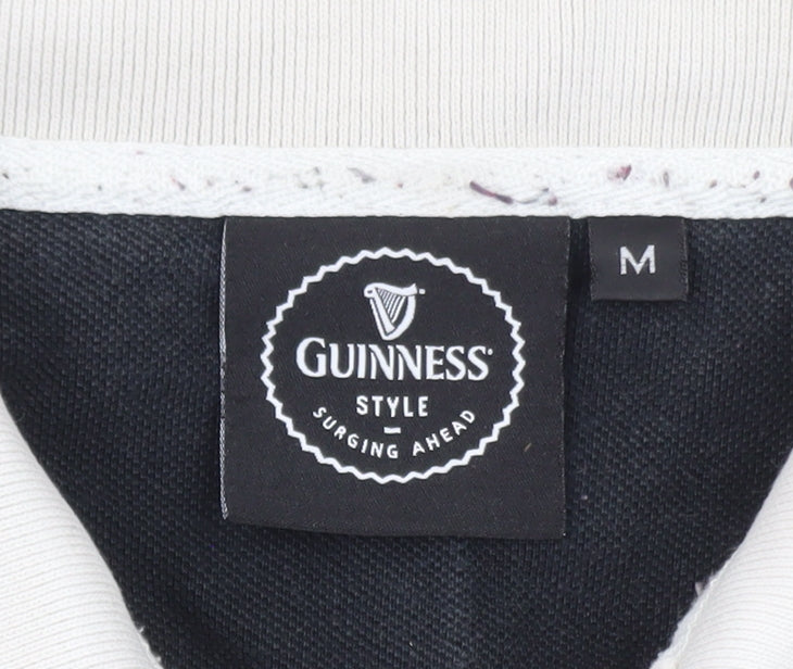 Guinness Men's Black Beige England Colourblock Polo Shirt M