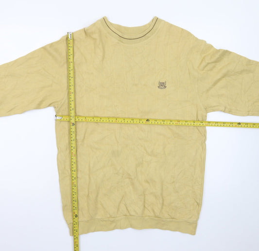 Basic Line Men's Beige Cotton Crew Neck Pullover Jumper M