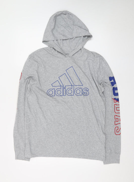 Adidas Men's Grey XL Pullover Hoodie Logo Long Sleeve Sportswear