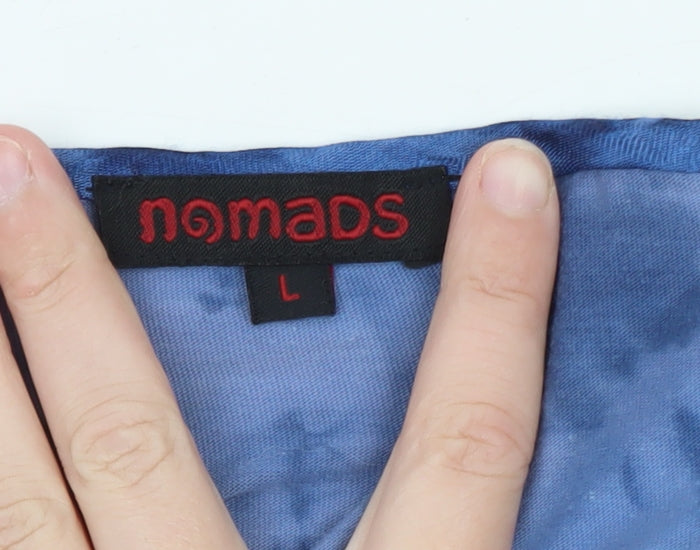 Nomads Womens Blue Tie Dye Cotton Blouse Long Sleeve Boho L