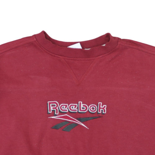 Reebok Men's Red Embroidered Logo Sweatshirt Size L Retro Pullover