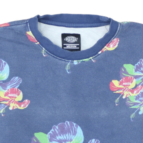 Dickies Mens Blue Floral Crew Neck Cotton Sweatshirt Size M