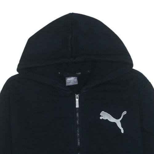 Puma Womens Black L Full Zip Hoodie with Logo Print