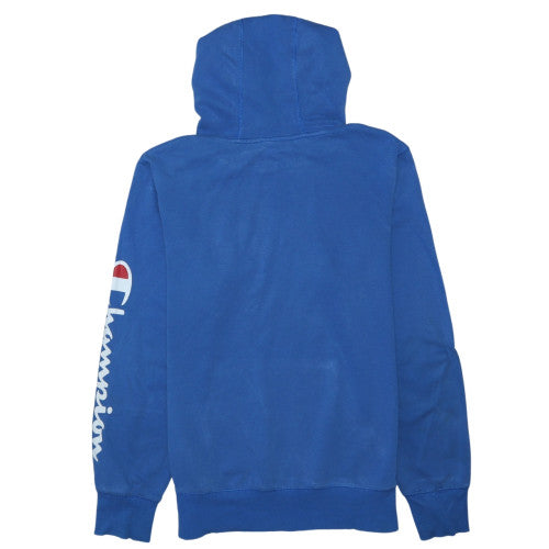 Champion Men’s Blue Pullover Hoodie L Logo Fleece Sweatshirt