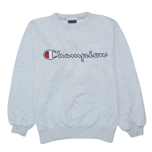 Champion Womens Grey Small Pullover Sweatshirt Logo Crew Neck
