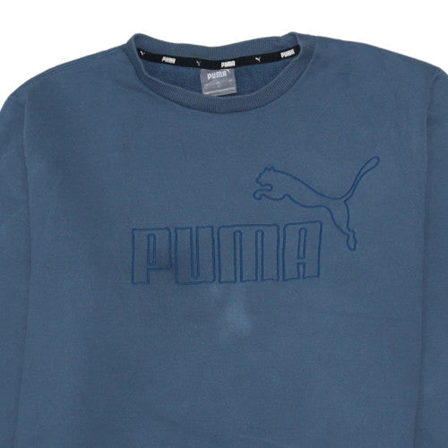 Puma Men's Blue Crew Neck Logo Sweatshirt Size L Regular Fit