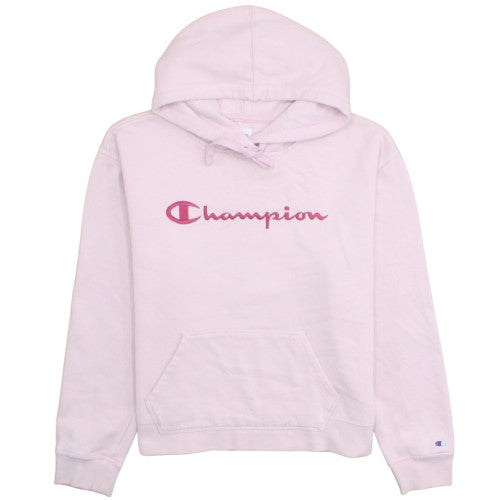 Champion Women's Pink Pullover Hoodie L Fleece Logo Sweatshirt