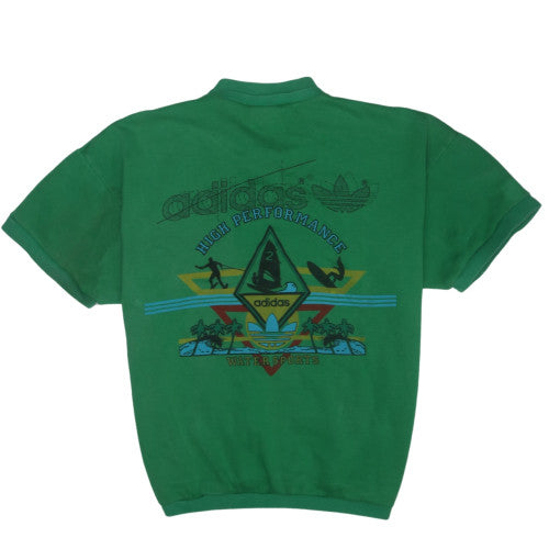 Adidas Mens Green Vintage Watersports Henley T-Shirt Size M