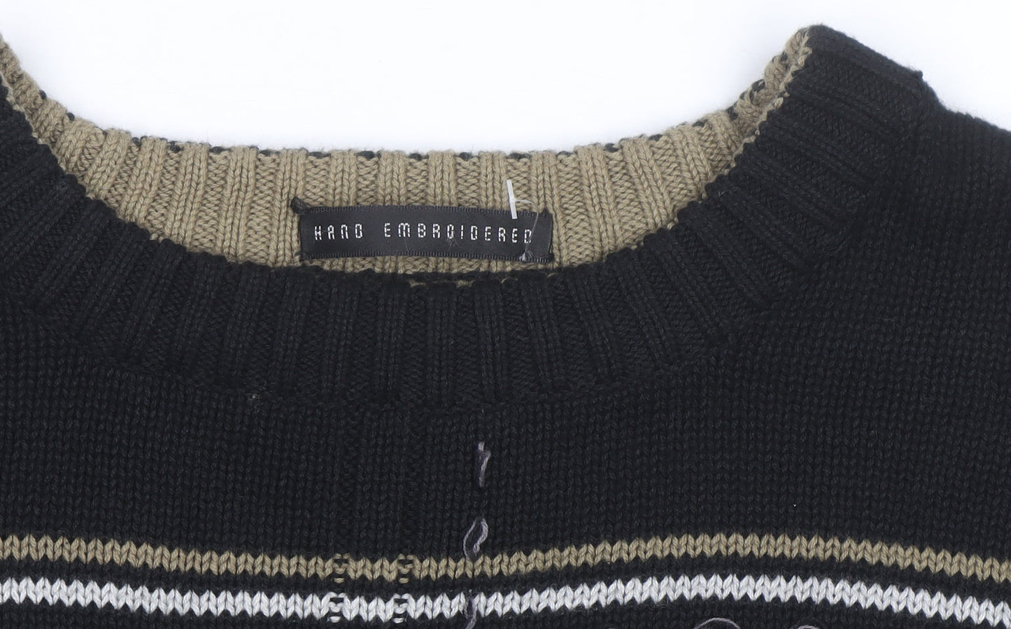 Bill Blass Men’s Black Hand Embroidered Cotton Jumper XL