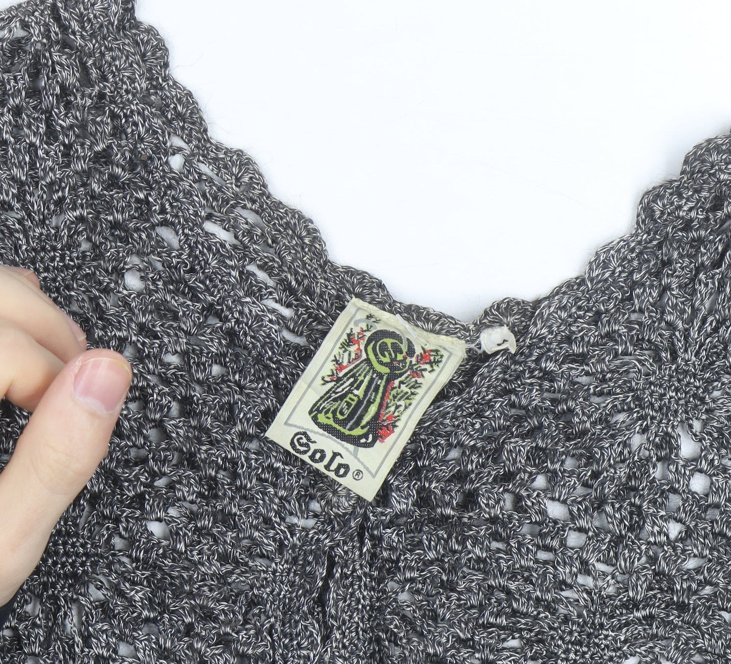 Solo Women’s Grey Crochet Open-Knit Cardigan M