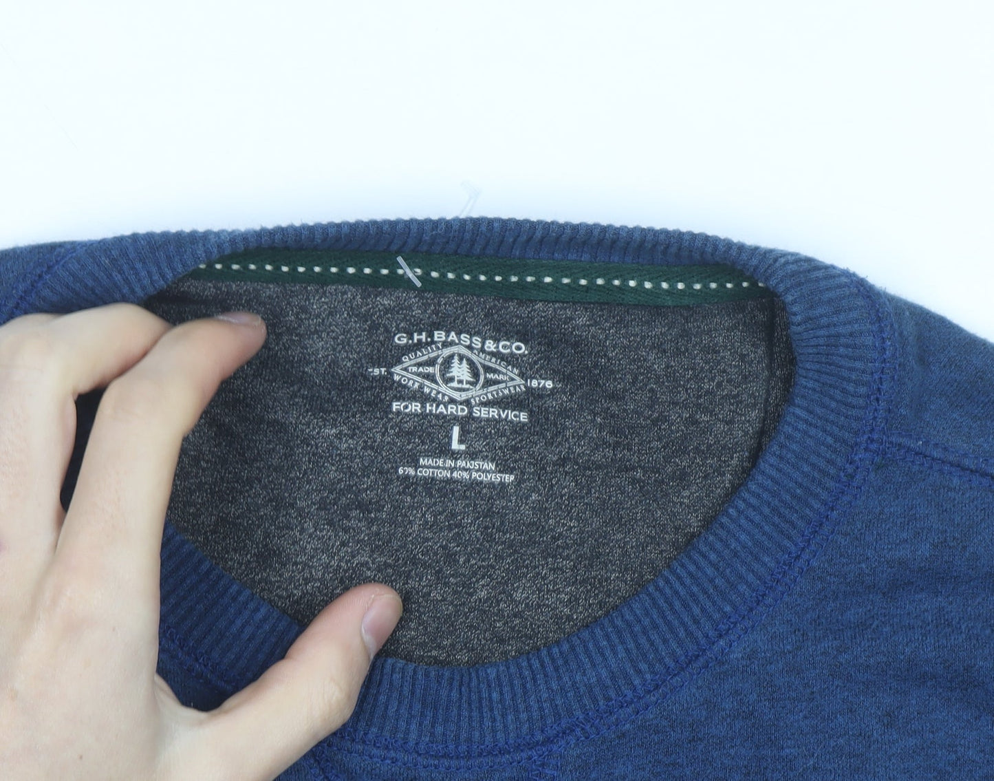 G.H. Bass & Co. Men's Blue Crew Neck Pullover Sweatshirt Size L
