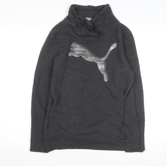 Puma Womens Dark Grey Cowl Neck Pullover Sweatshirt Size 12