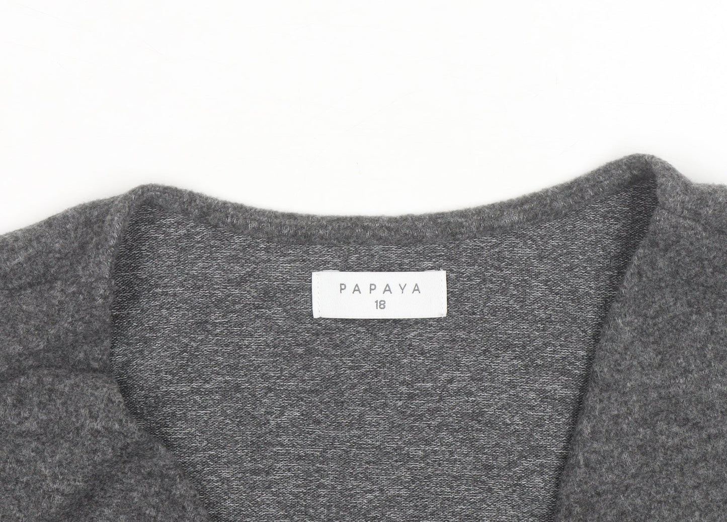 Papaya Women's Grey Wrap Knit Jumper Size 18 V-Neck Long Sleeve