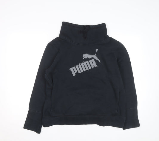 Puma Womens Black XL Pullover Sweatshirt Funnel Neck Logo Jumper