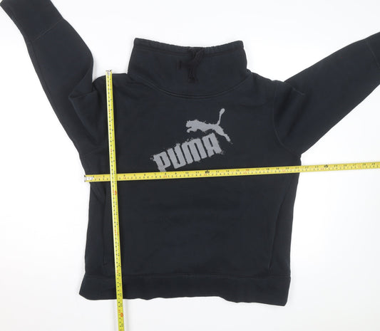 Puma Womens Black XL Pullover Sweatshirt Funnel Neck Logo Jumper