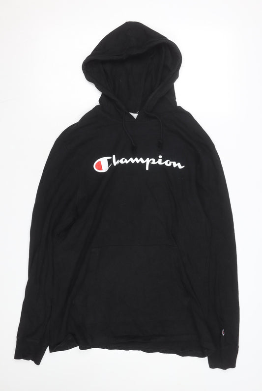 Champion Men's Black Pullover Hoodie L Logo Sportswear