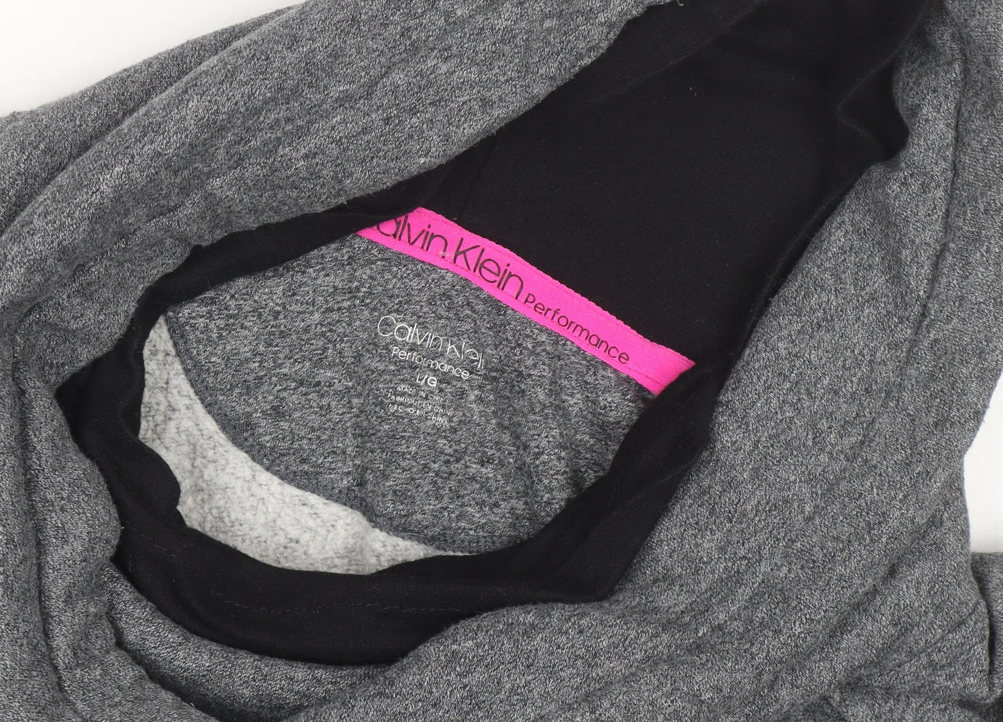 Calvin Klein Men’s Grey Pullover Hoodie L High Neck Performance Logo
