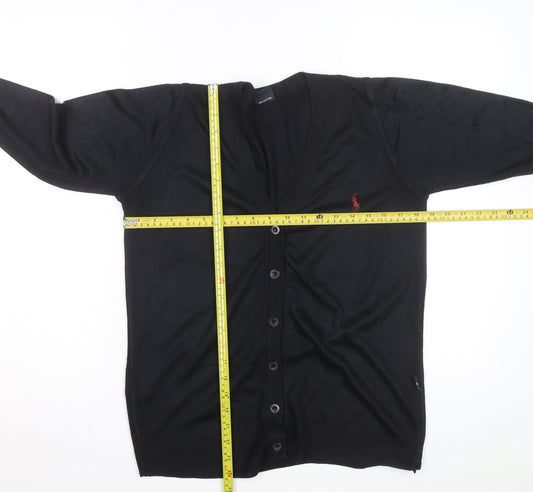 Ralph Lauren Men's Black Cotton V-Neck Cardigan M
