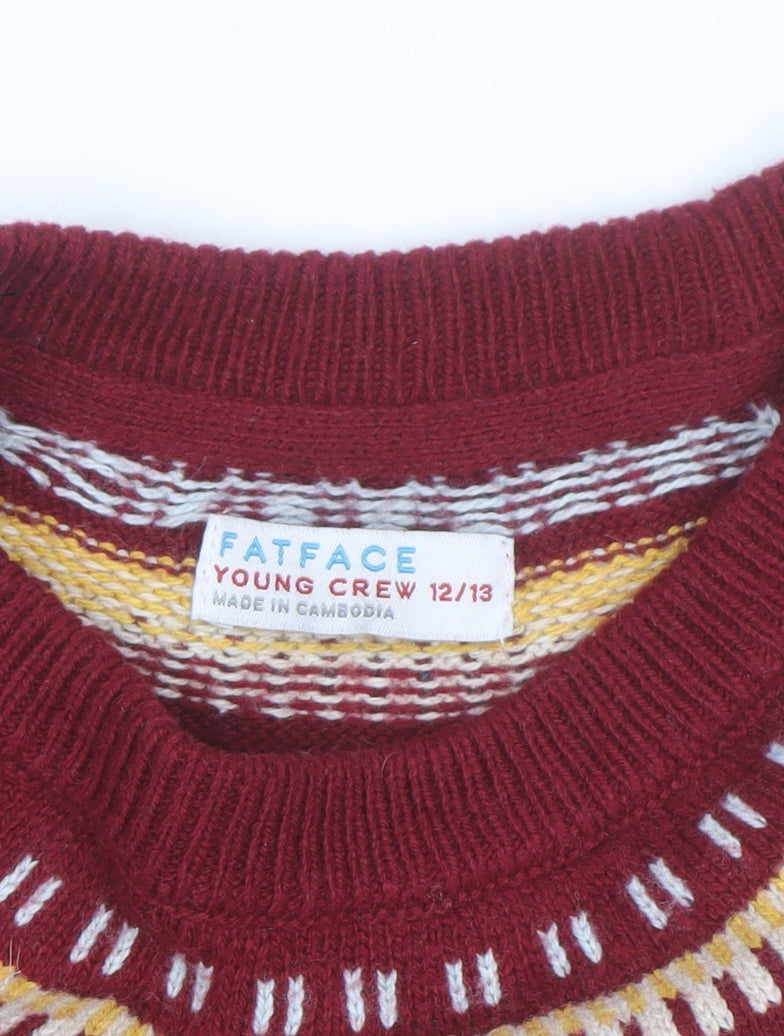 FatFace Girls Red Penguin Knit Sweater Dress 12-13 Years Winter Fair Isle