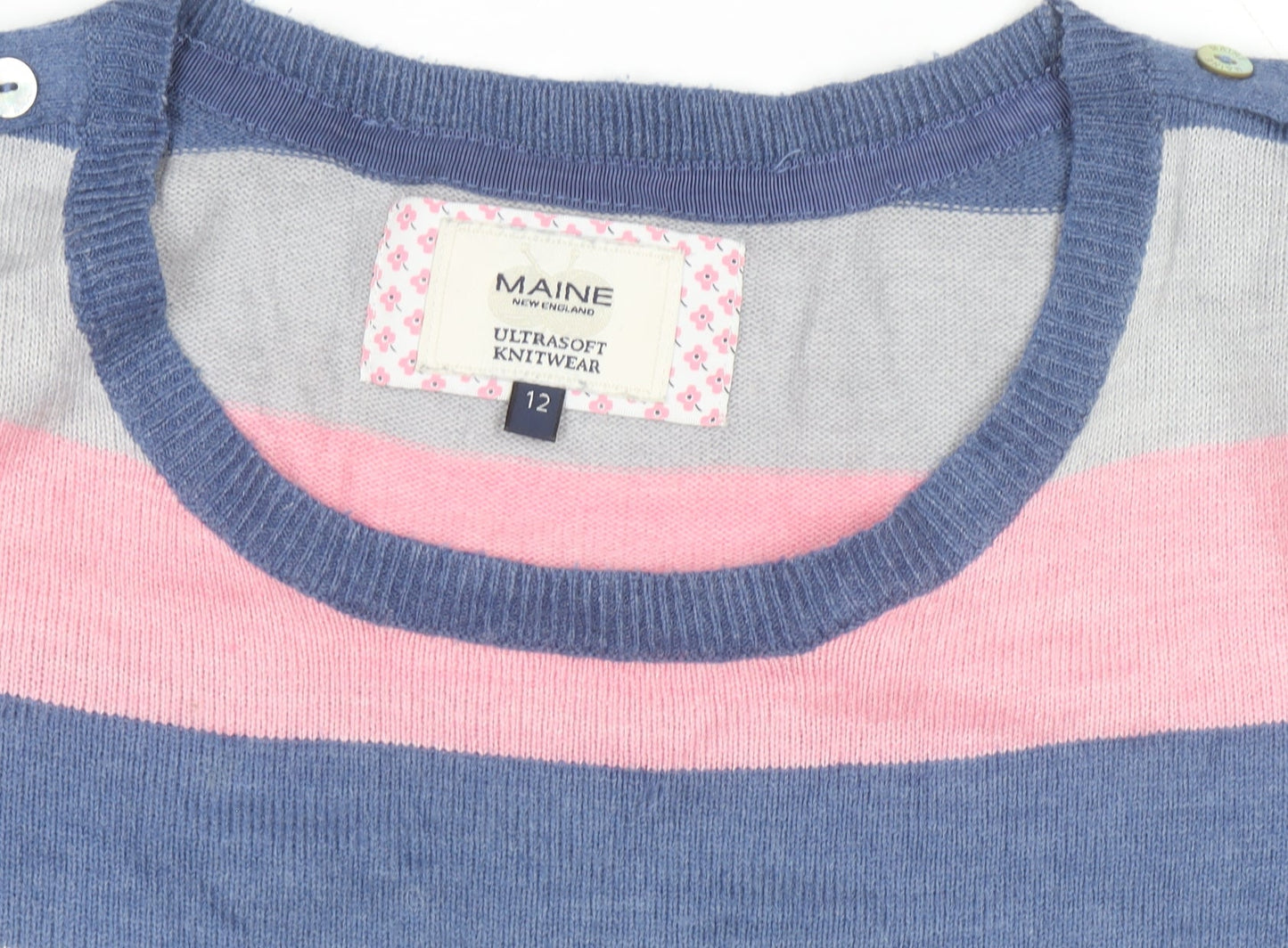 Maine New England Women's Multicoloured Striped Jumper Size 12
