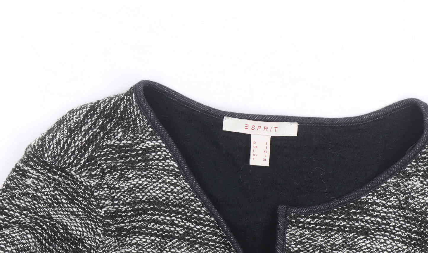 Esprit Womens Grey Knit Open Cardigan L Long Sleeve Casual