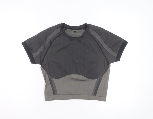 Sweaty Betty Women Grey Cropped Athletic Short Sleeve T-Shirt M
