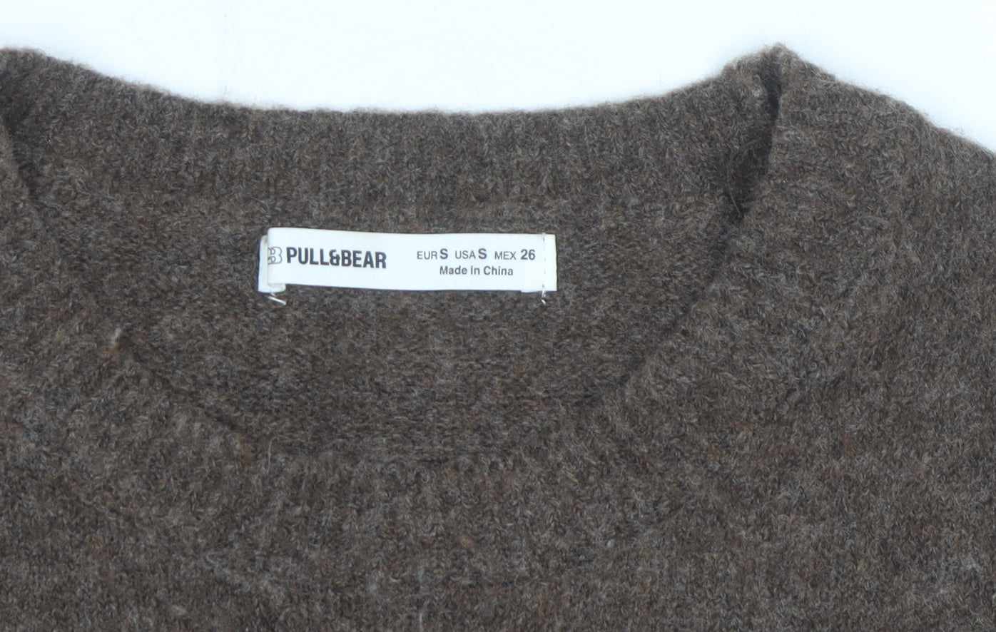 Pull & Bear Women's Brown Wool Blend Crew Neck Jumper Size S