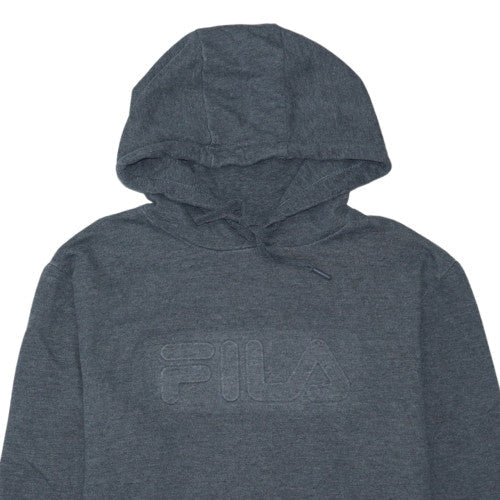 FILA Mens Grey Pullover Hoodie M Regular Fit Fleece Sweatshirt