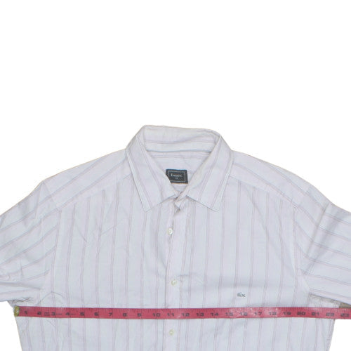 Lacoste Men's White Striped Long Sleeve Cotton Shirt Size 42