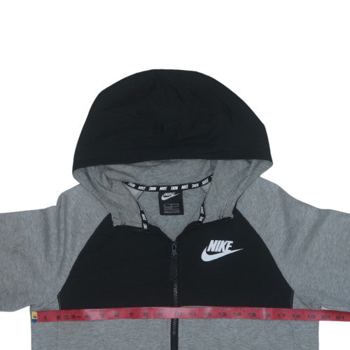 Nike Boys Grey Colourblock Fleece Zip Hoodie Jacket Size 14 Years