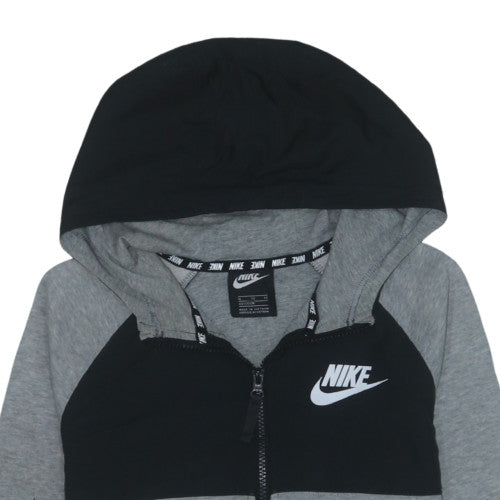 Nike Boys Grey Colourblock Fleece Zip Hoodie Jacket Size 14 Years