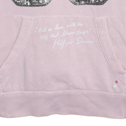Hilfiger Denim Womens Pink Sequin 85 Pullover Hoodie Size M