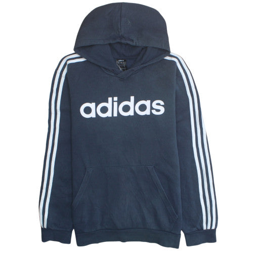 Adidas Mens Navy Blue XL Pullover Hoodie with Logo Print