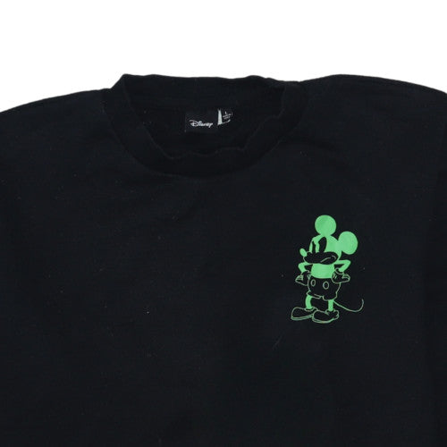 Disney Men Black L Sweatshirt Crew Neck Mickey Graphic Pullover