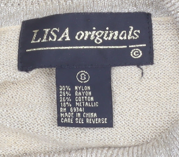 LISA Originals Women Beige Roll Neck Sparkle Knit Jumper Size S