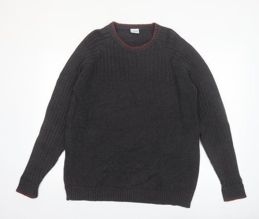 Columbia Men's Grey Cotton Crew Neck Knit Jumper Size L