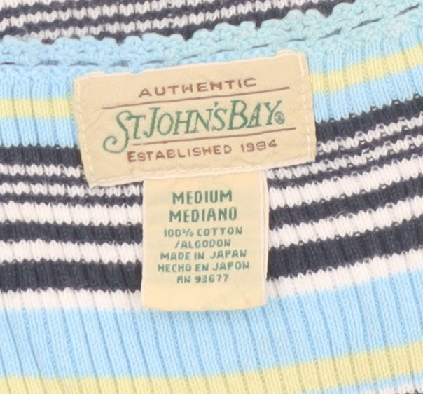 St. John's Bay Women's Multicoloured Striped Cotton Tank Top Size M
