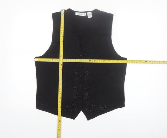 Chaus Women's Black Beaded Wool Blend Knit Vest L