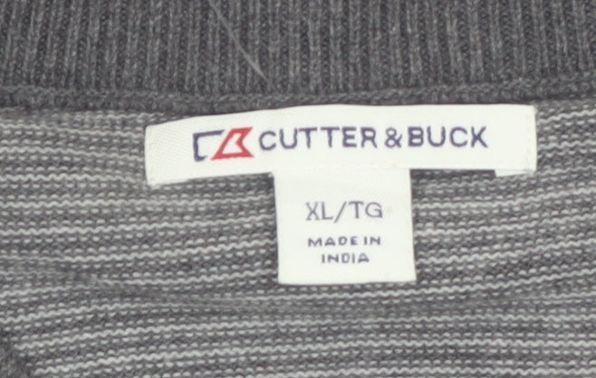 Cutter & Buck Men's Grey Cotton V-Neck Golf Vest Jumper XL