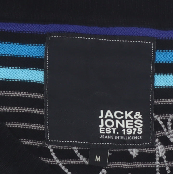 Jack & Jones Mens Multicoloured Stripe V-Neck Cotton Jumper M