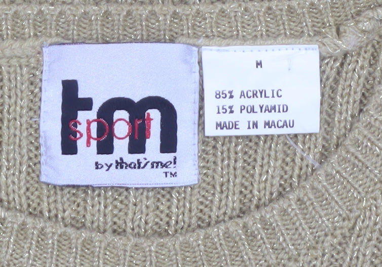 tm Sport Women’s Beige Ribbed Acrylic Knit Pullover Jumper M