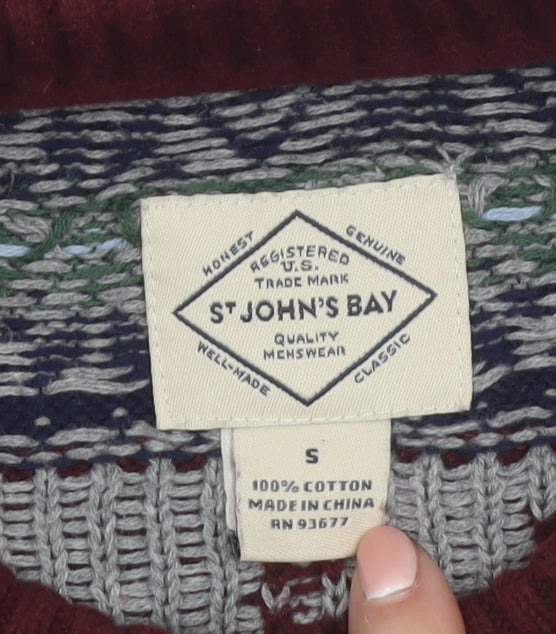 St John’s Bay Men’s Red Fair Isle Cotton Christmas Jumper Size S