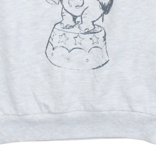Disney Unisex Grey Dumbo Graphic Print Pullover Sweatshirt S