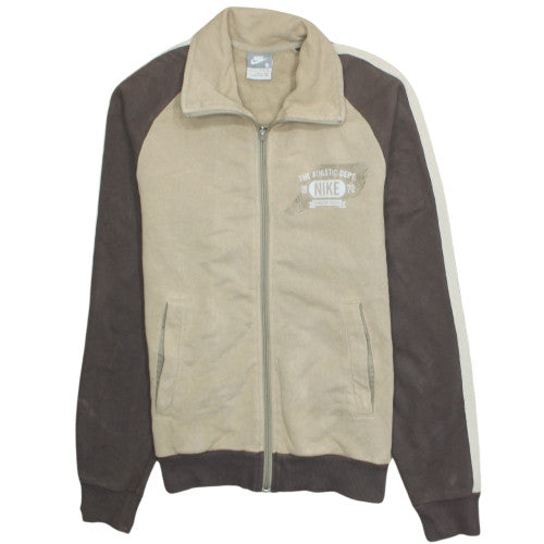 Nike Men's Beige Track Jacket Small Fleece Zip Up Sportswear