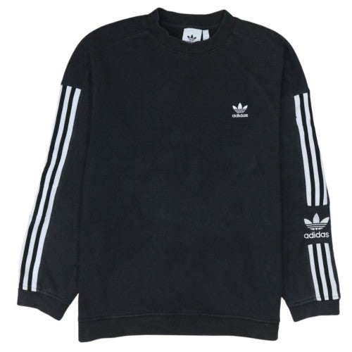 adidas Womens Black Medium Crew Neck Pullover Sweatshirt with Logo