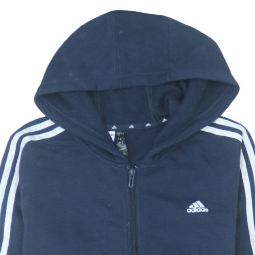 Additional view of Adidas boys’ navy blue full zip hoodie, size 11-12, years classic 3-stripes
