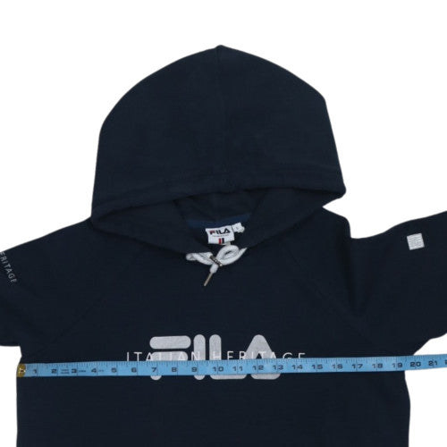 Fila Women’s Navy Blue Pullover Hoodie L Cotton Blend Logo