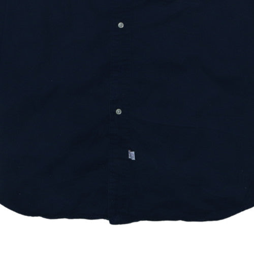 Ralph Lauren Men's Navy Blue Button-Up Casual Shirt Size 17 34 Cotton